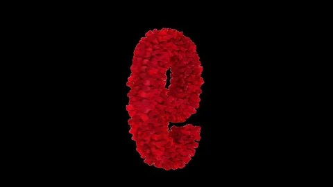 3D number 9 made of red roses appearing and seamless turning Stock Footage 74929314