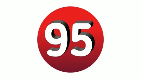 3D Number 95 ninety five sign symbol animation motion graphics icon on red Stock Footage 273688816