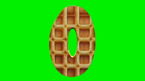 3D number animation with a gold waffle texture on a green screen. Video stock 341615641