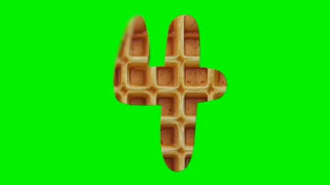 3D number animation with a gold waffle texture on a green screen. Vidéo 341615715