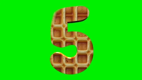 3D number animation with a gold waffle texture on a green screen. Stockbeeldmateriaal 341615718