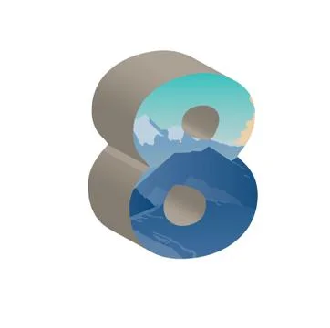 3D number eight. Vector illustration of 3D font Illustrazione stock