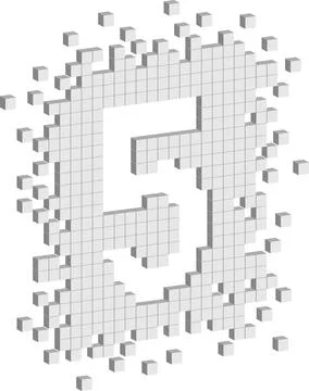 3d number five form of little white cubes Stock-Illustration