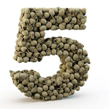 3D number five made from skulls Stock Illustration