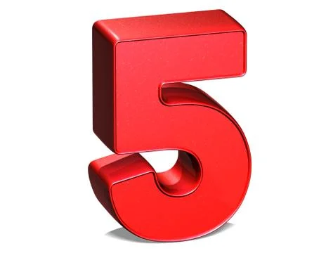 3d number five on white background Illustrazione stock