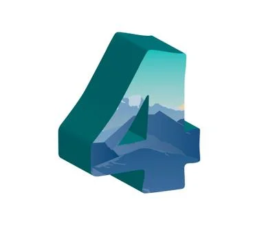 3D number four. Vector illustration of 3D font Stock Illustration
