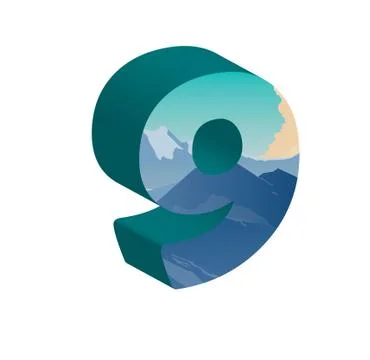 3D number nine. Vector illustration of 3D font Stock Illustration