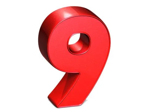 3d number nine on white background イラスト素材