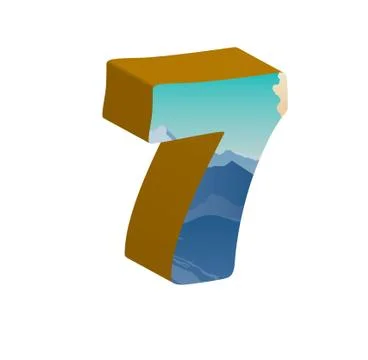 3D number seven. Vector illustration of 3D font Stock-Illustration