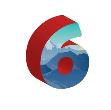 3D number six. Vector illustration of 3D font Illustrazione stock