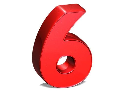 3d number six on white background Stock Illustration