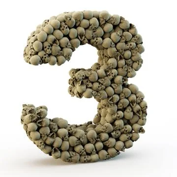 3D number three made from skulls Stock Illustration