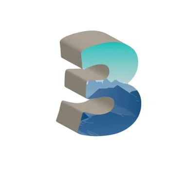 3D number three. Vector illustration of 3D font Stock Illustration