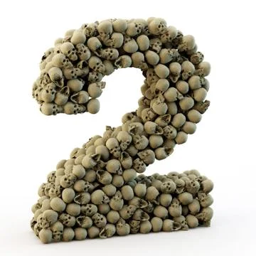 3d number two made from skulls Stock Illustration