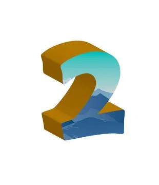 3D number two. Vector illustration of 3D font Stock Illustration