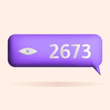 3D number of views icon design. Social media marketing concept. Vector render Illustrazione stock