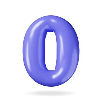 3D Number Zero in Balloon Style Isolated Stockillustratie