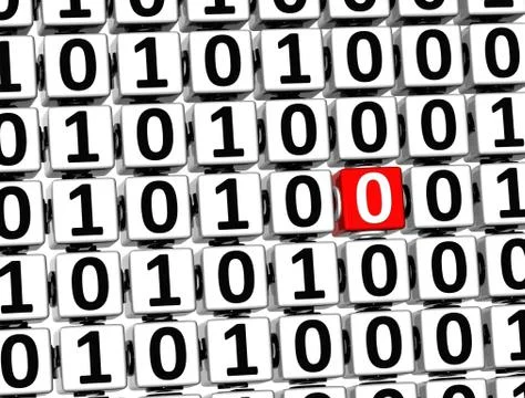 3d number zero inside zero one blocks Illustrazione stock