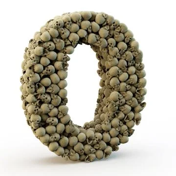 3D number zero made from skulls Stock Illustration
