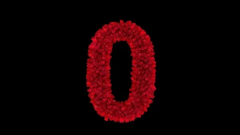 3D numbers 0 - 9 made of red roses appearing and seamless turning Stock Footage 76230590