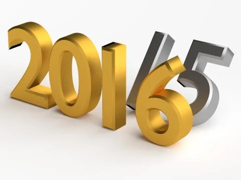3d numbers. 2016 year over 2015 Stock Illustration