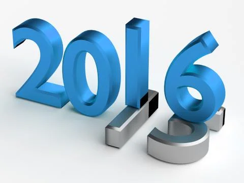 3d numbers. 2016 year over 2015 Stock Illustration