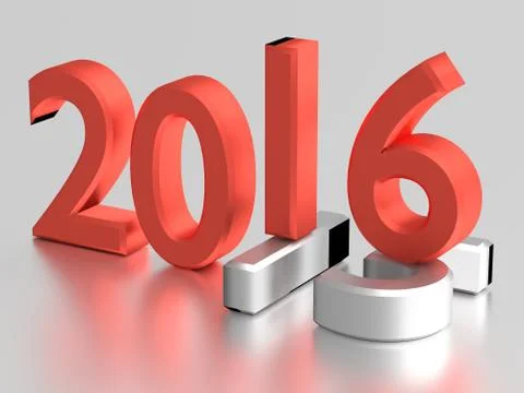 3d numbers. 2016 year over 2015 Illustrazione stock