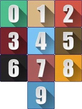 3d Numbers with Long Shadows, Vector Illustration Stock Illustration