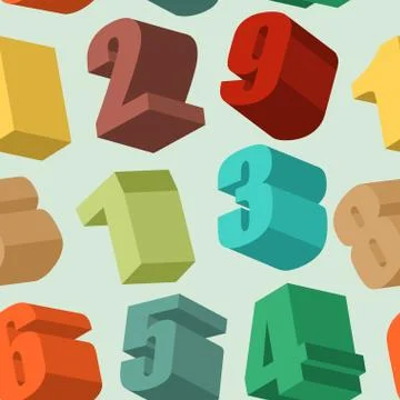 3d numbers seamless  pattern. Vector background Illustrazione stock