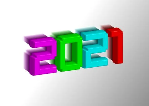 3D Numerals 2021 made of colorful toy plastic bricks. New year concept イラスト素材