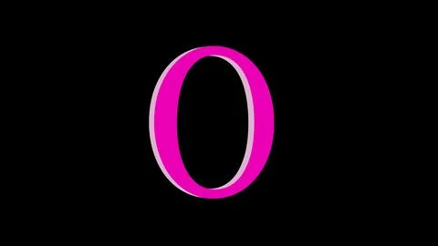 3d O letter logo loopable pink color black background Illustrazione stock