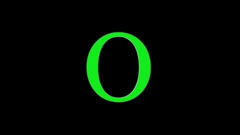 3d O letter logo loopable rotated green color black background Stock Illustration