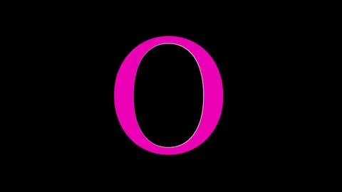 3d O letter logo loopable rotated pink color black background Illustrazione stock
