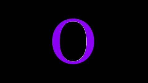 3d O letter logo loopable rotated purple color black background Stock Illustration