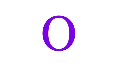 3d O letter logo loopable rotated purple color white background Illustrazione stock