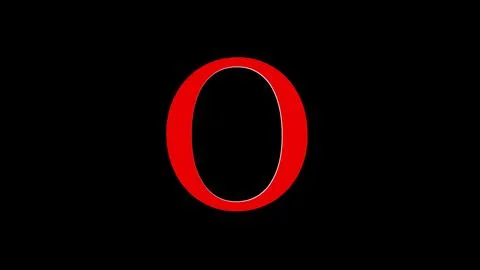 3d O letter logo loopable rotated red color black background Illustrazione stock