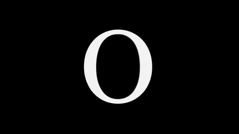 3d O letter logo loopable rotated white color black background Illustrazione stock