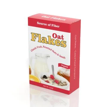 3D Oat Flakes paper package isolated on white Stock Illustration