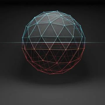 3d object covered with lattice wire-frame mesh Stock Illustration