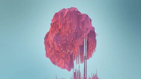 3D object with displacement and pixel sorting effects, pixel art animation Stock Footage 178620149