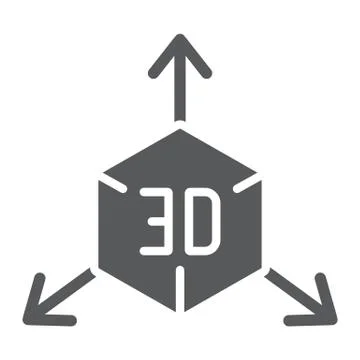 3d object glyph icon, cube and rotation, 3d modeling sign, vector graphics, a Stockillustratie