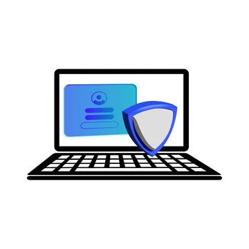3d object laptop with personal security design Stock Illustration