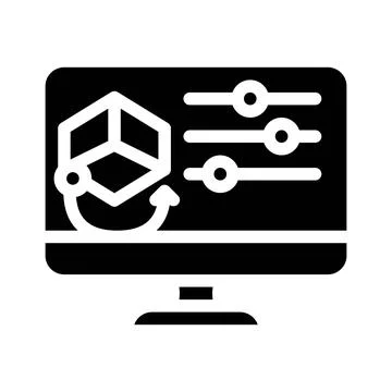 3d object library glyph icon vector illustration Stockillustratie