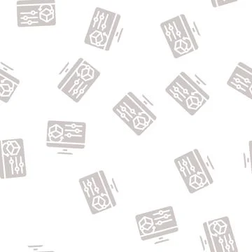 3d object library glyph vector seamless pattern Stock Illustration