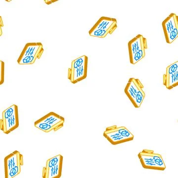 3d object library isometric icon seamless pattern Stock Illustration