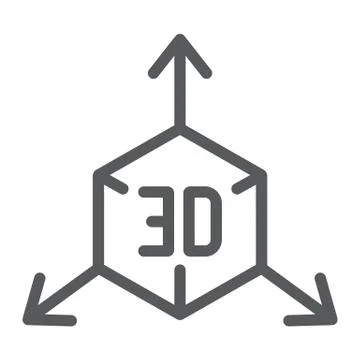 3d object line icon, cube and rotation, 3d modeling sign, vector graphics, a Stock Illustration