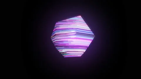 3D object with lopped glow lines, animated intro, abstract colorful background Stock Footage 195707041