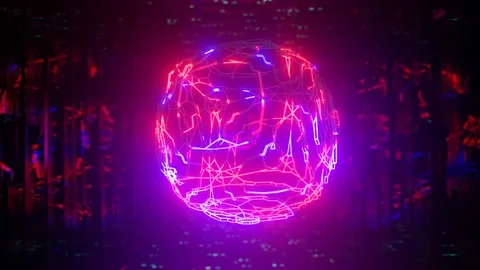 3d object or structure rotates and moves inside glass mirror tunnel with neon Stock Footage 185169857