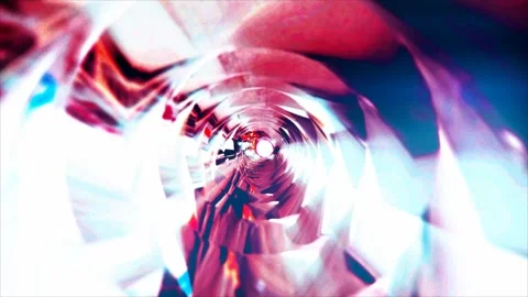 3D object or structure rotates and moves inside a glass mirror tunne Stock Footage 284881980