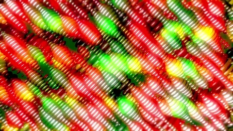 3D Object or Structure Rotates and Moves with Bright Colorful Light 02. 4K Stock Footage 297345231